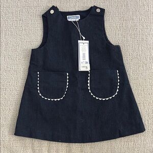 Jacadi Blue A-line Sleeveless Crew Neck Dress